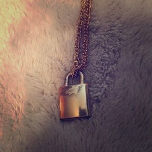 Gold Padlock Necklace Charm